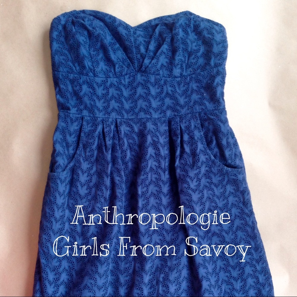 Anthropologie Girls from Savoy eyelet Dress blue